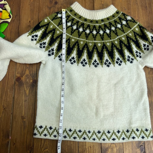 Norse Knit Vintage 100% Wool Norwegian Nordic Fair Isle Sweater Hand Knit - Picture 9 of 14